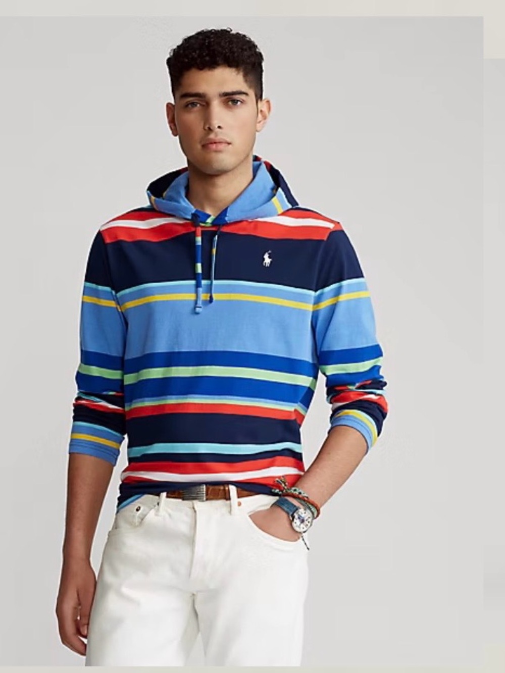 Polo Ralph Lauren Multi-Stripe Hooded Long-Sleeve Shirt